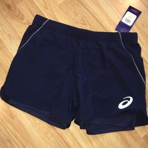 NWOT ASICS Womens Athletic Pro Shorts Peacoat Blue